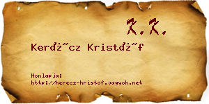 Kerécz Kristóf névjegykártya